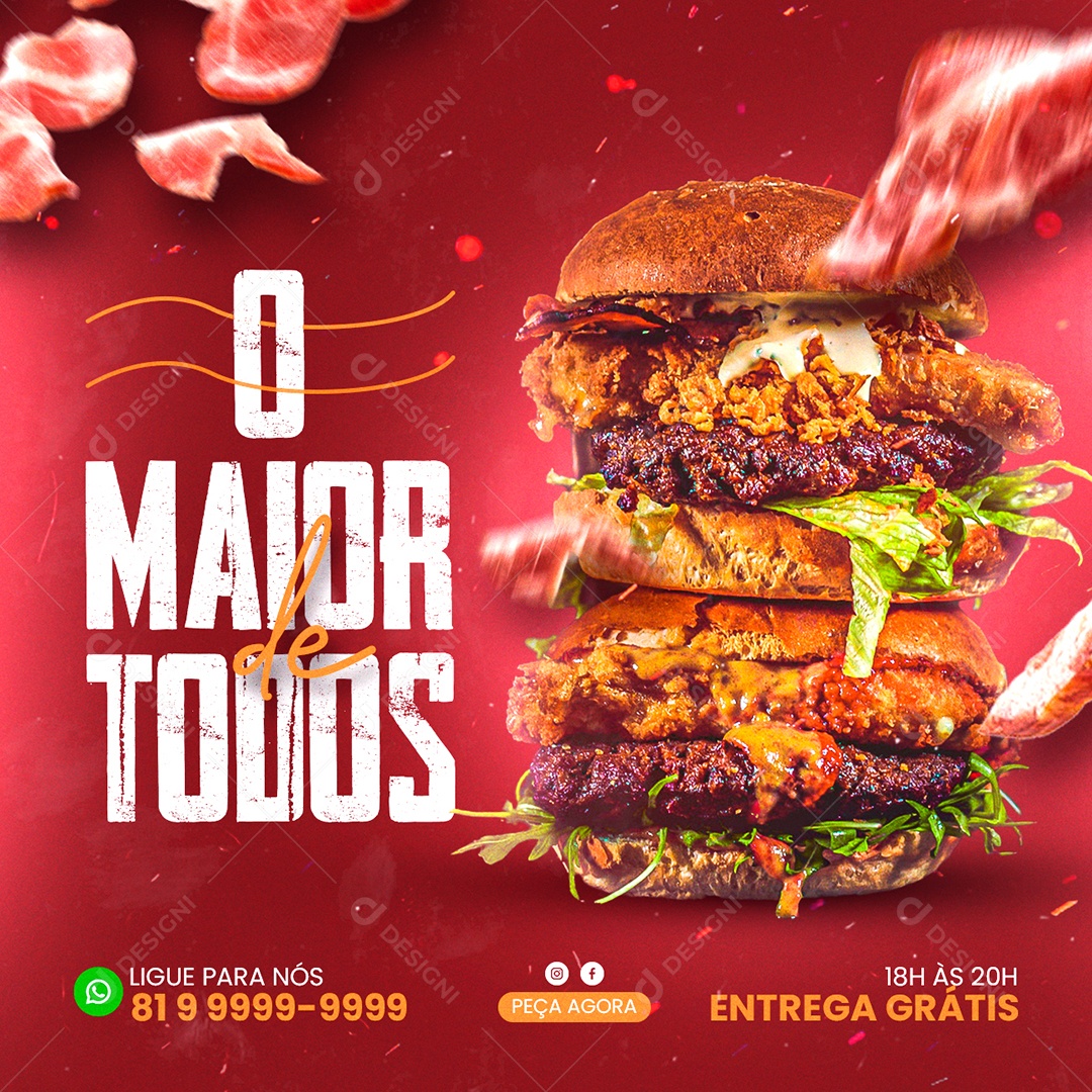 O maior de todos Burger Hambúrgueria Social Media PSD Editável