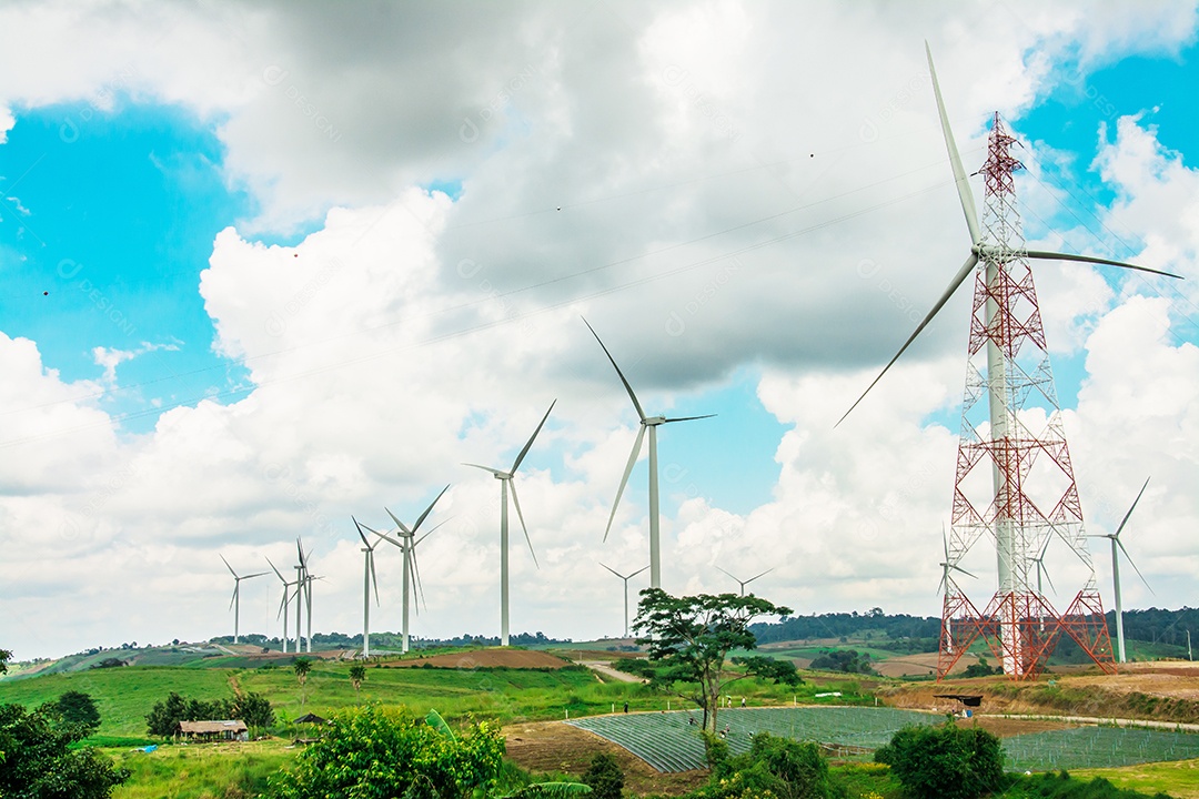 Energia alternativa com turbina eólica.