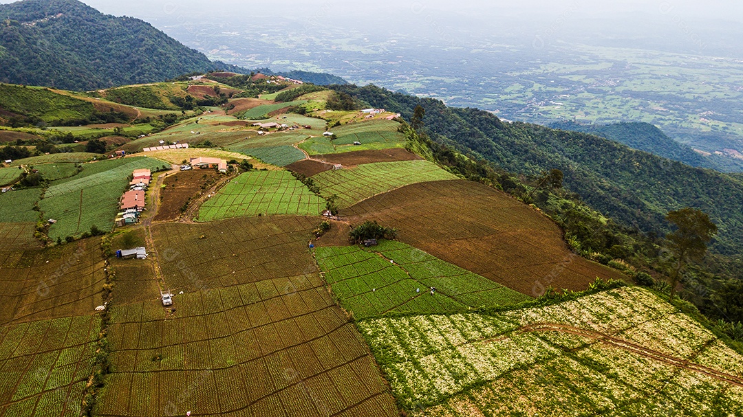 Uma vista aérea da área agrícola