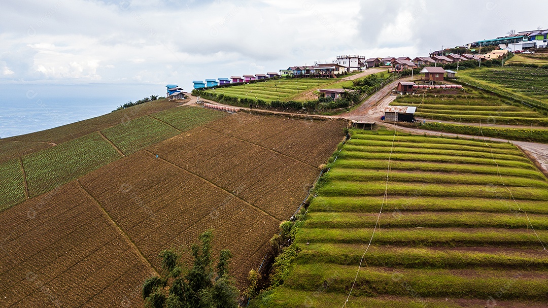 Uma vista aérea da área agrícola