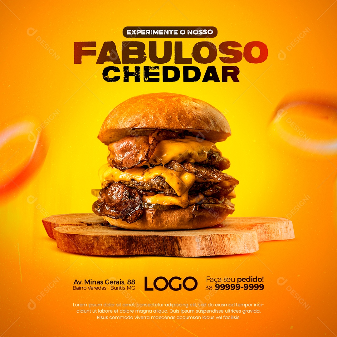 Social Media Hambúrgueria Fabuloso Cheddar PSD Editável