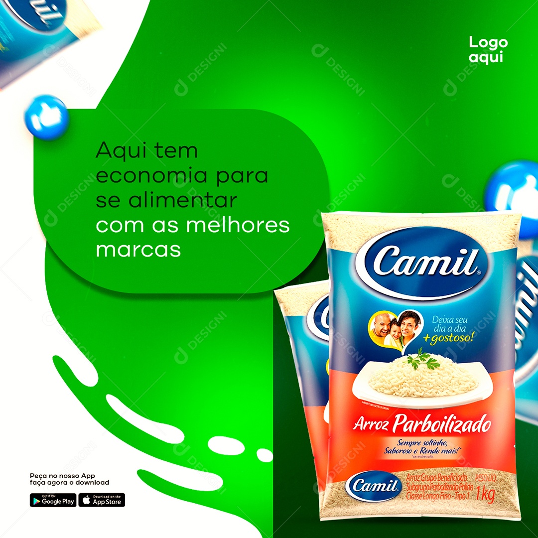 Aqui tem economia para se alimentar Supermercado Hortifruti Social Media PSD Editável