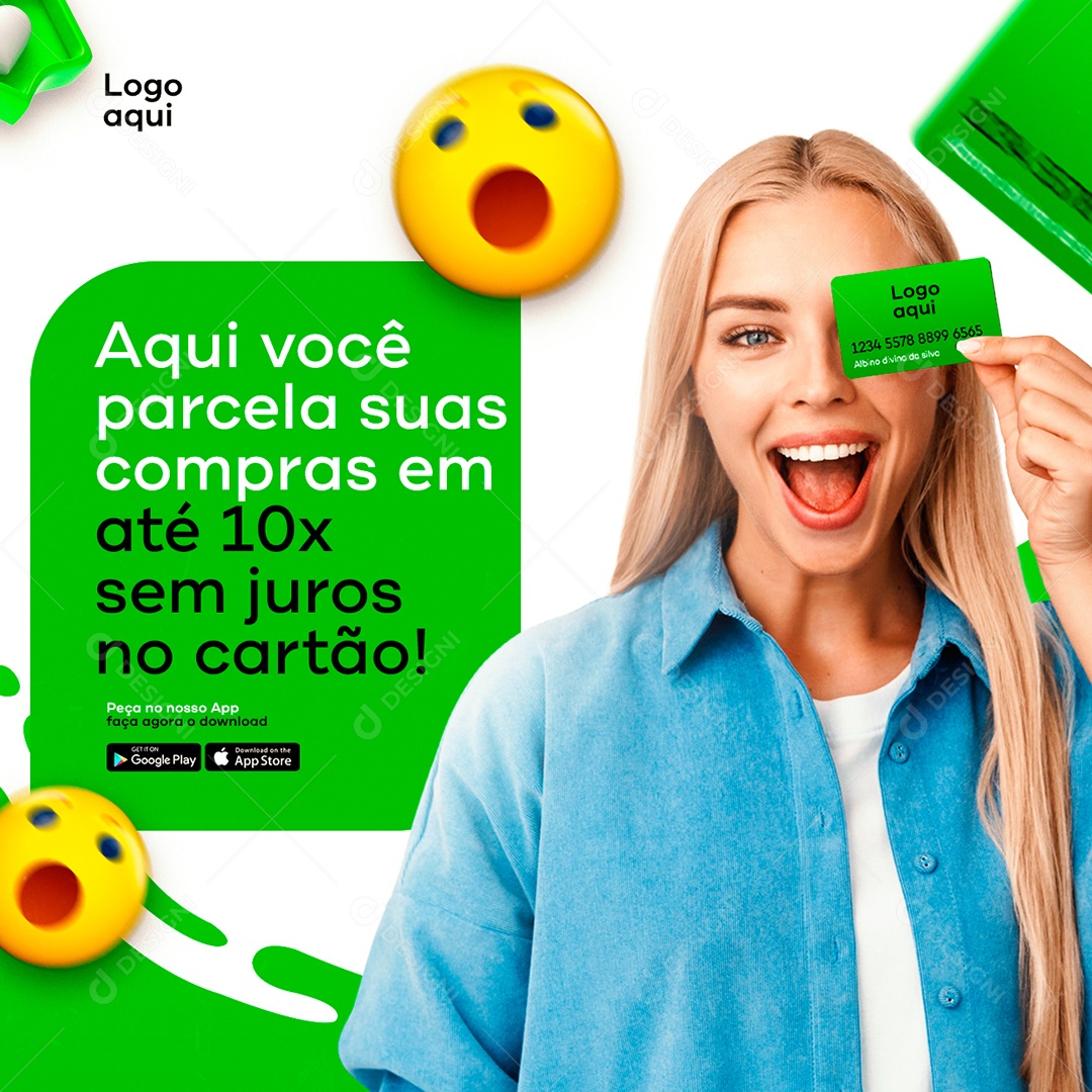 Aqui você parcela suas compras em até 10x Supermercado Hortifruti Social Media PSD Editável