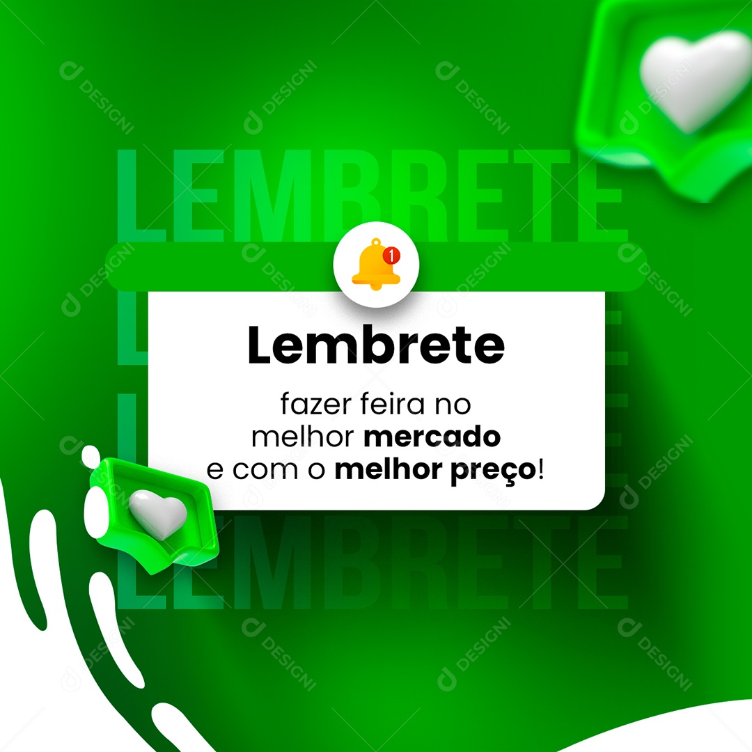 Fazer feira no melhor mercado e com o melhor preço Supermercado Hortifruti Social Media PSD Editável