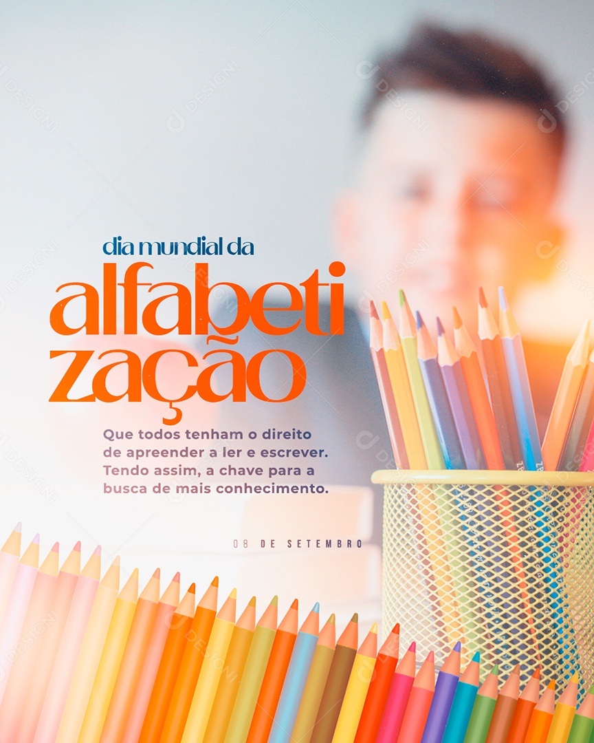 Que todos tenha o direito Dia Mundial da Alfabetização Social Media PSD Editável