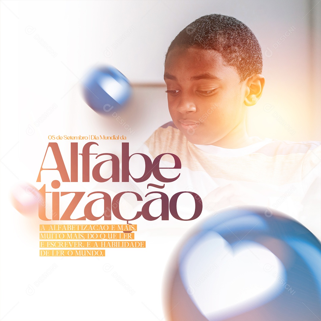 É muito mais do que ler e escrever Dia Mundial da Alfabetização Social Media PSD Editável
