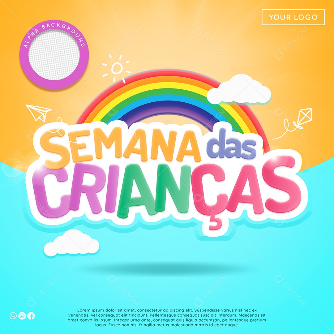 Social Media Template Semana Das Crianças PSD Editável