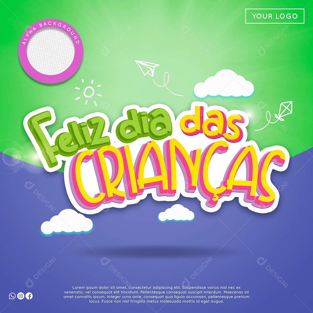 Social Media Template Feliz Dia Das Crianças PSD Editável