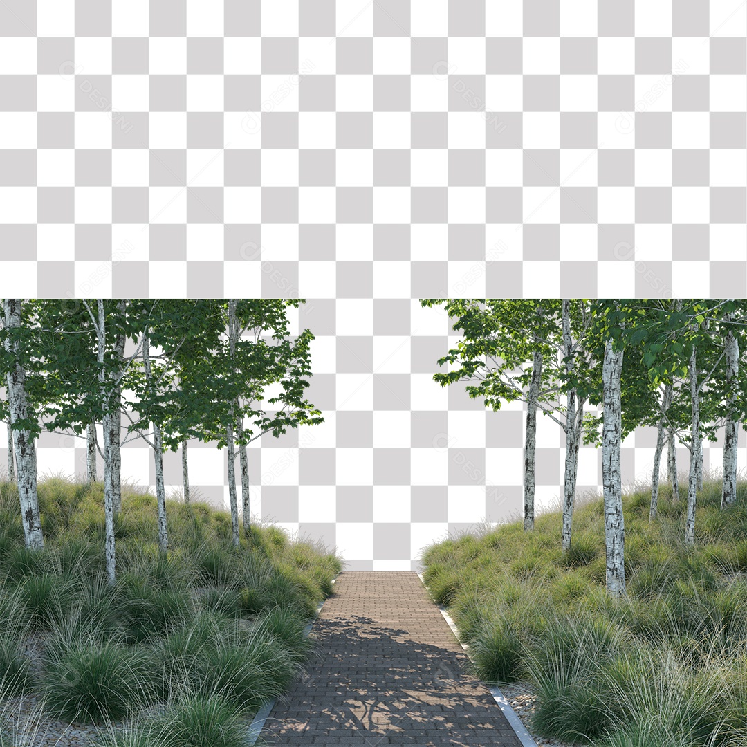 Árvores verdes Estrada PNG Transparente