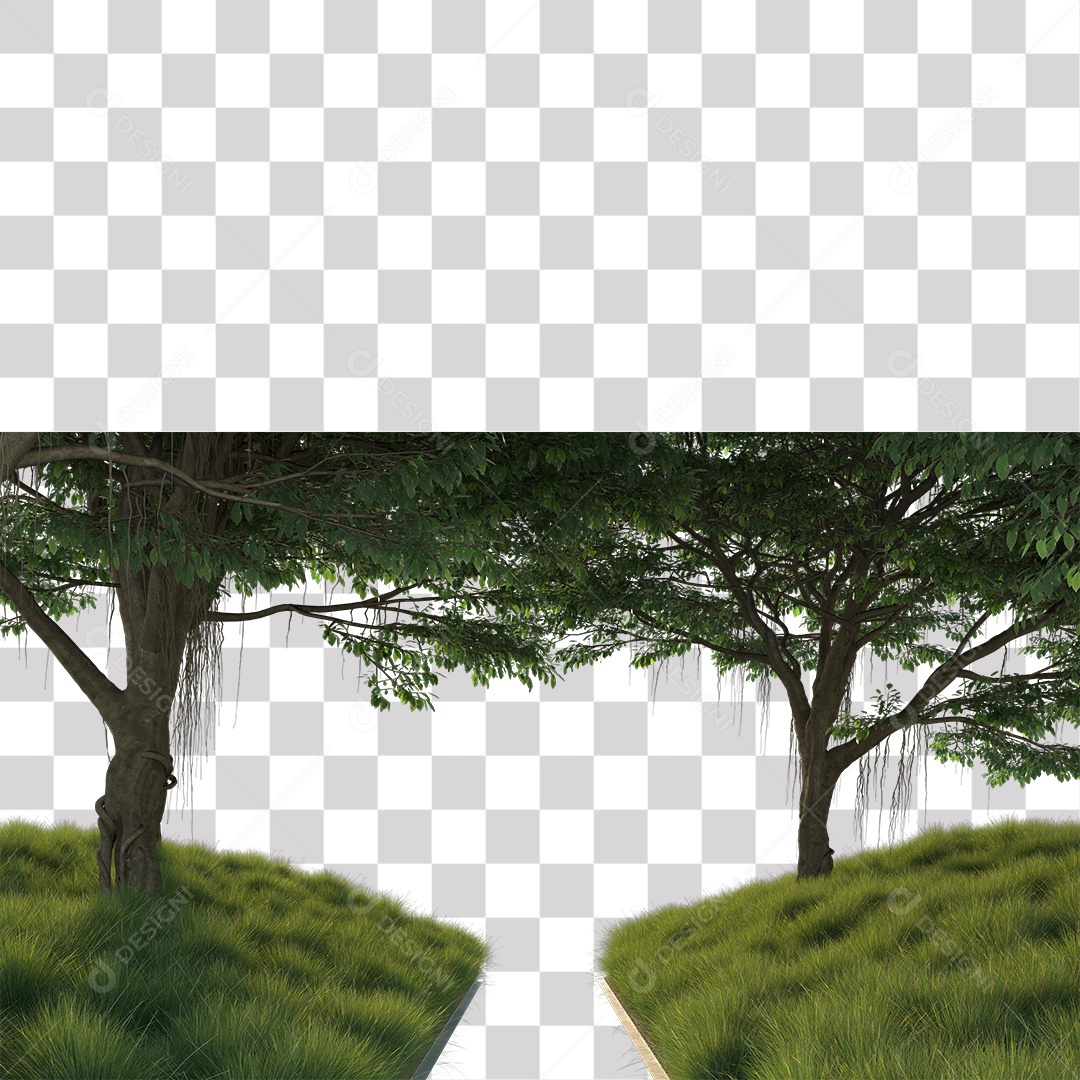 Árvores verdes Estrada PNG Transparente