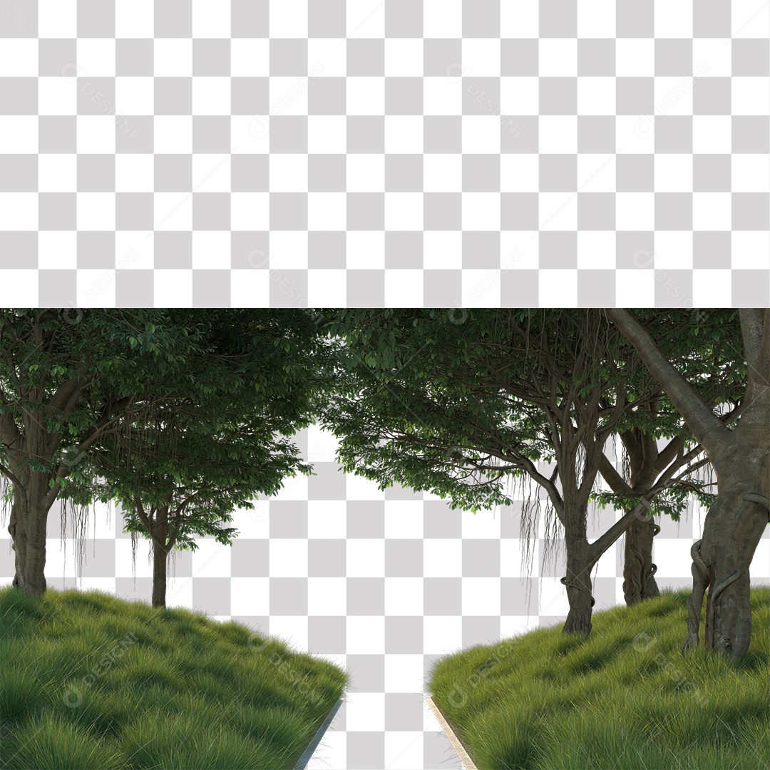 Árvores verdes Estrada PNG Transparente