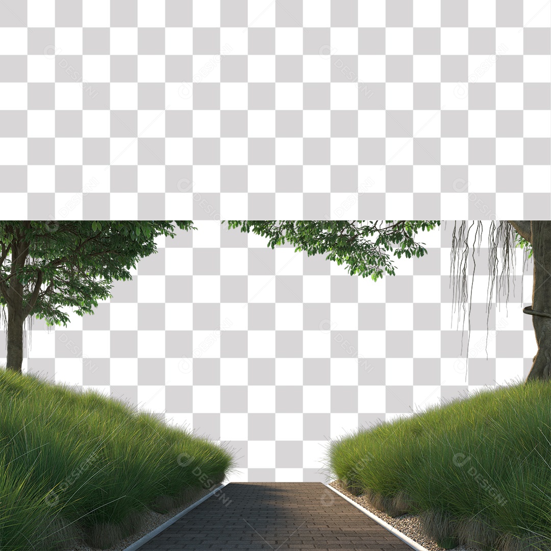 Árvores verdes Estrada PNG Transparente