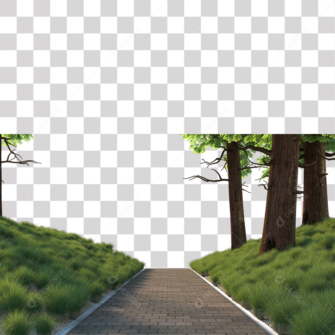 Árvores verdes Estrada PNG Transparente