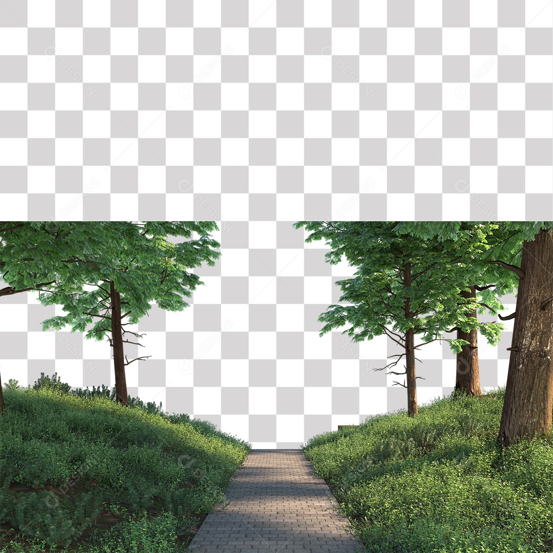 Árvores verdes Estrada PNG Transparente