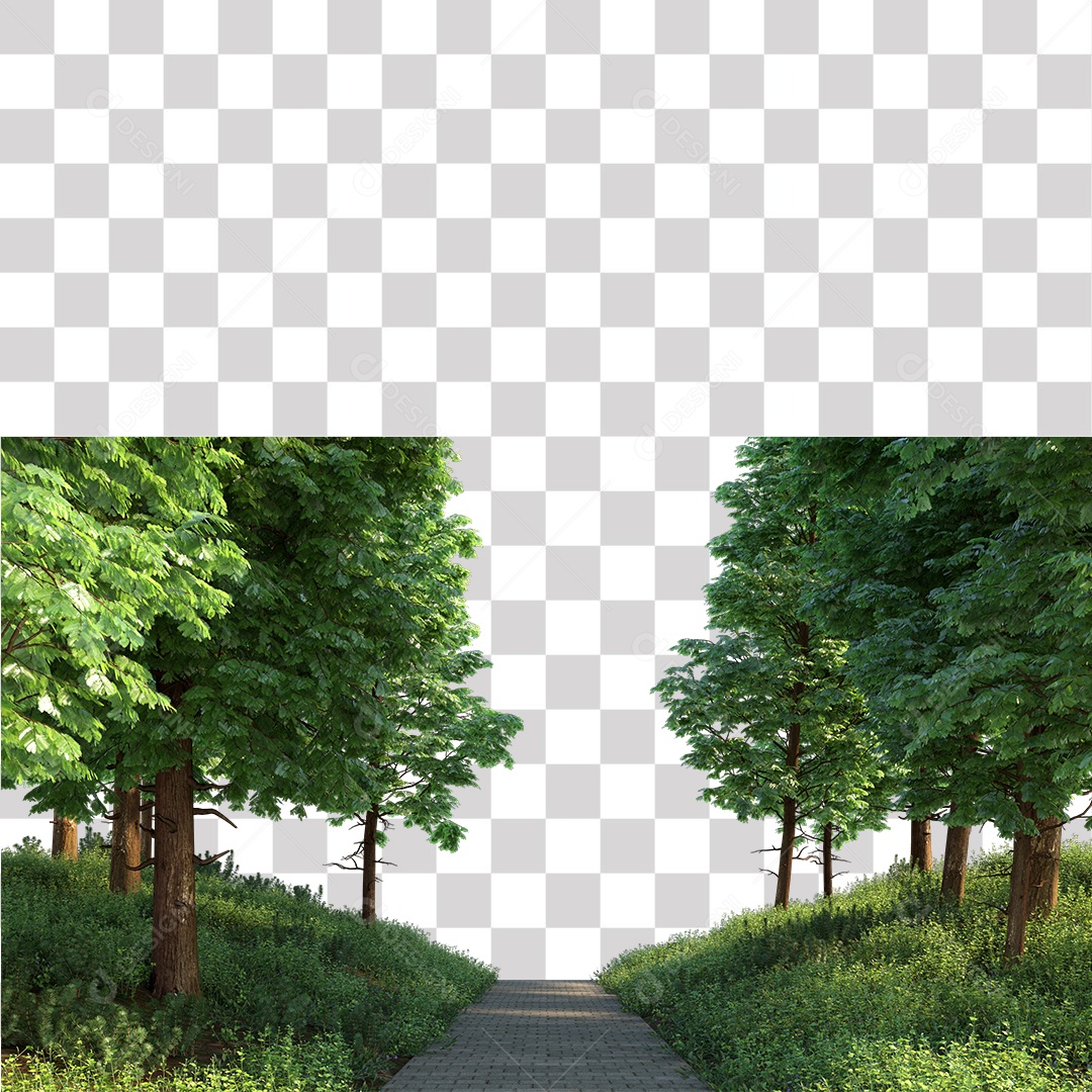 Árvores verdes Estrada PNG Transparente