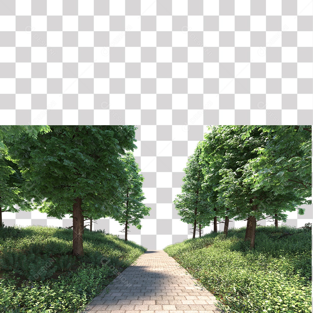 Árvores verdes Estrada PNG Transparente