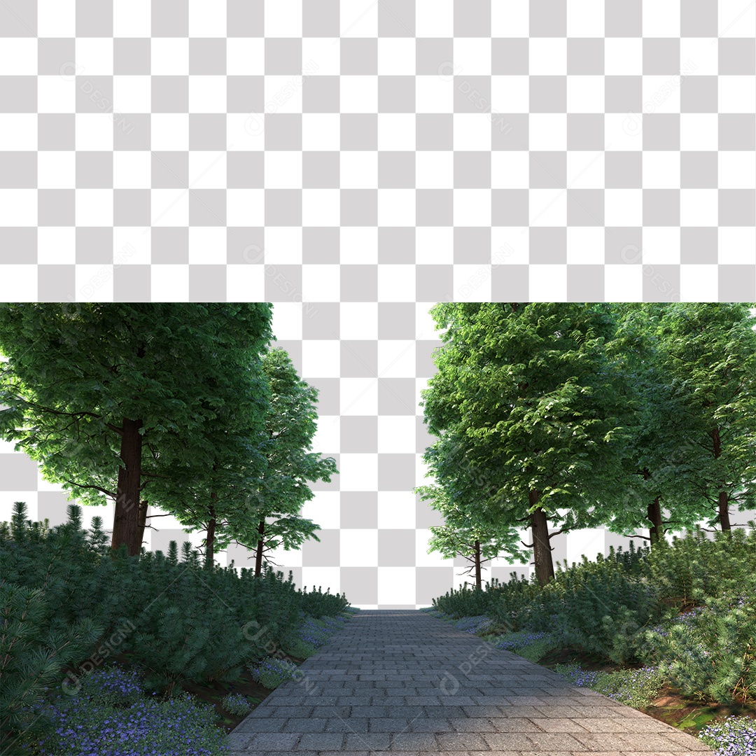 Árvores verdes Estrada PNG Transparente