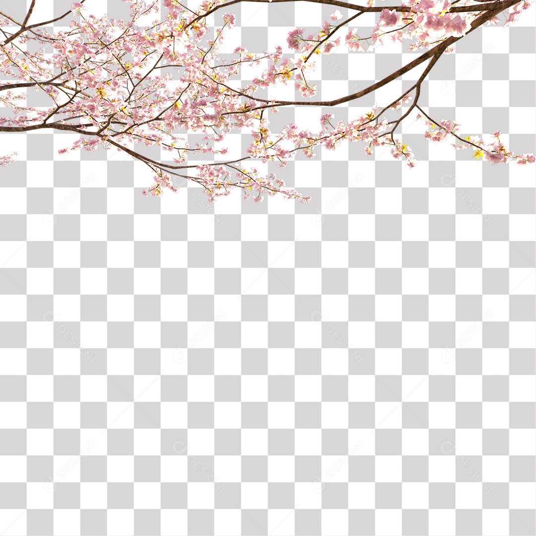 galho de flores rosa PNG Transparente