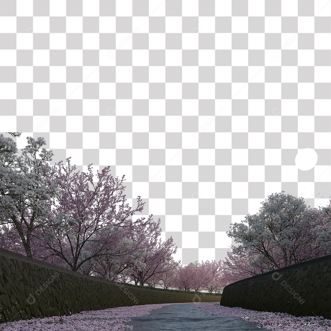 Árvores de Flor de Cerejeira Estrada PNG Transparente