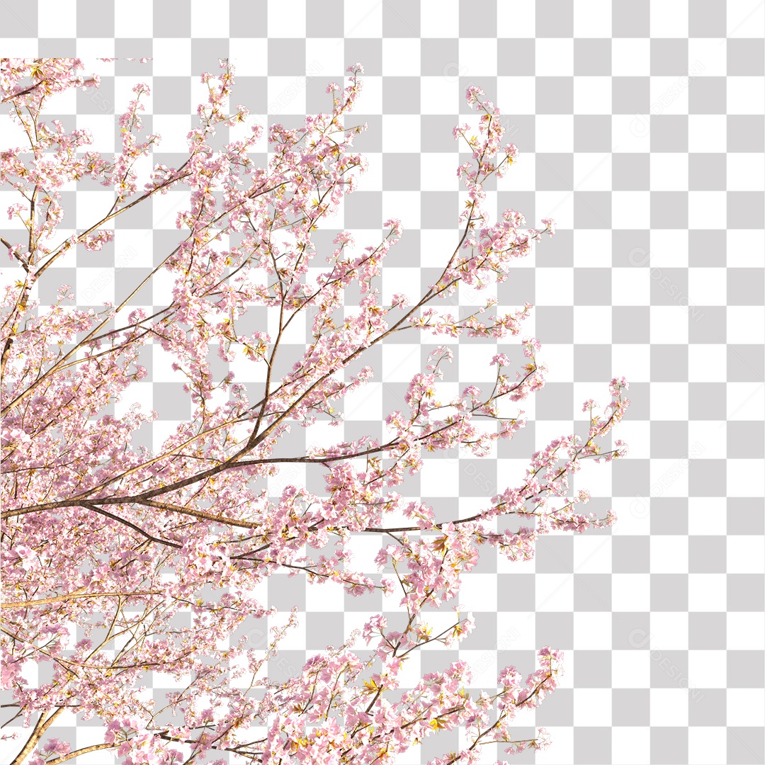 galho de flores rosa PNG Transparente