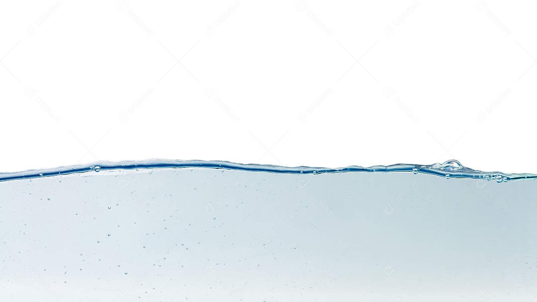 Respingos de água com bolhas de ar, fundo isolado Traçado de recorte