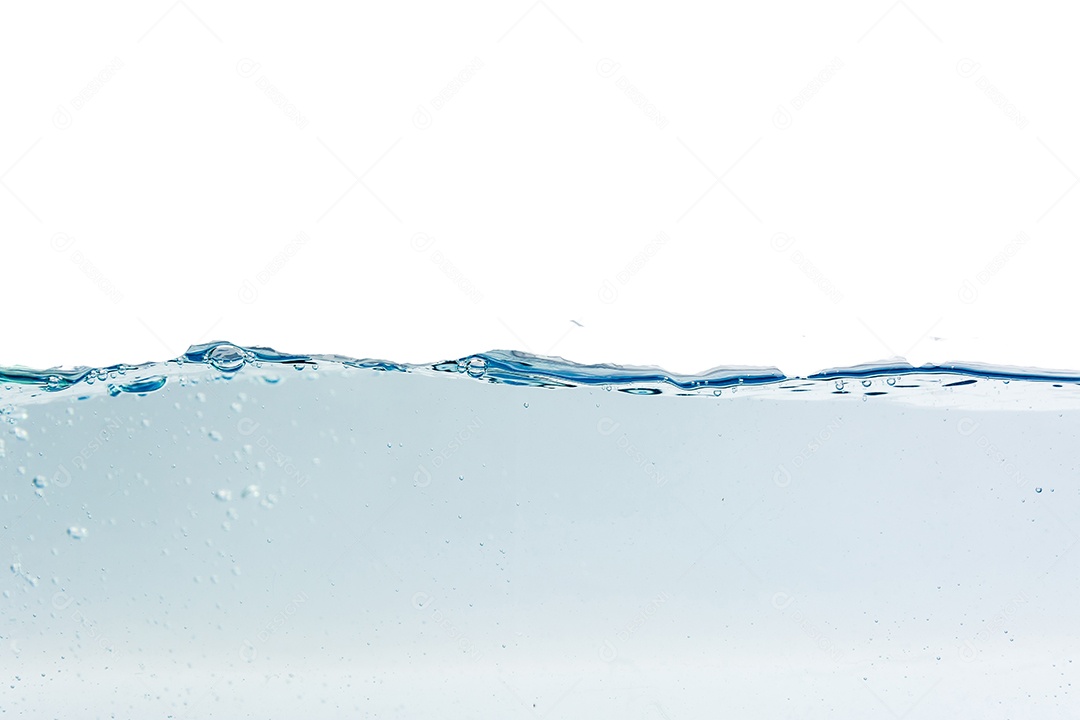 Respingos de água com bolhas de ar, fundo isolado Traçado de recorte
