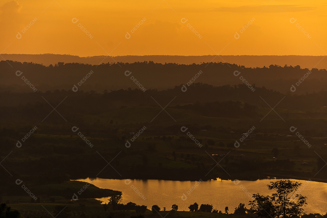 The sky at twilight time with mountain layers