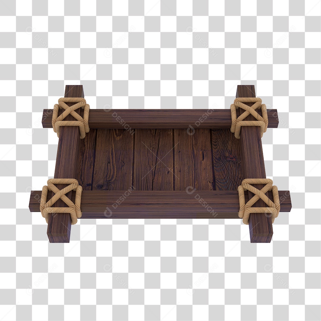 Moldura de Madeira Marrom Retangular Com Cordas PNG Transparente