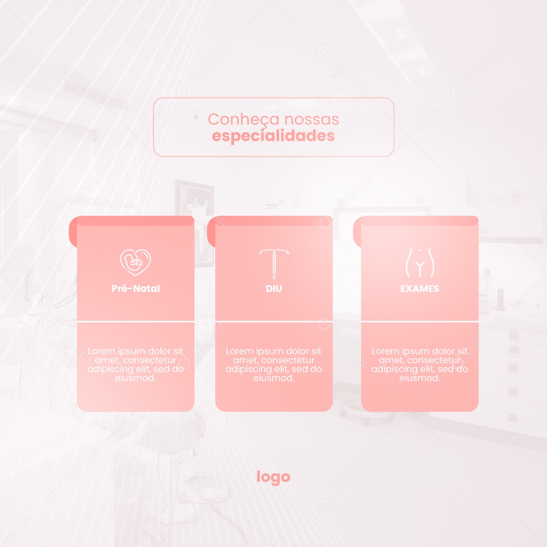 Social Media Ginecologista Obstetrícia Conheça Nossas Especialidades PSD Editável