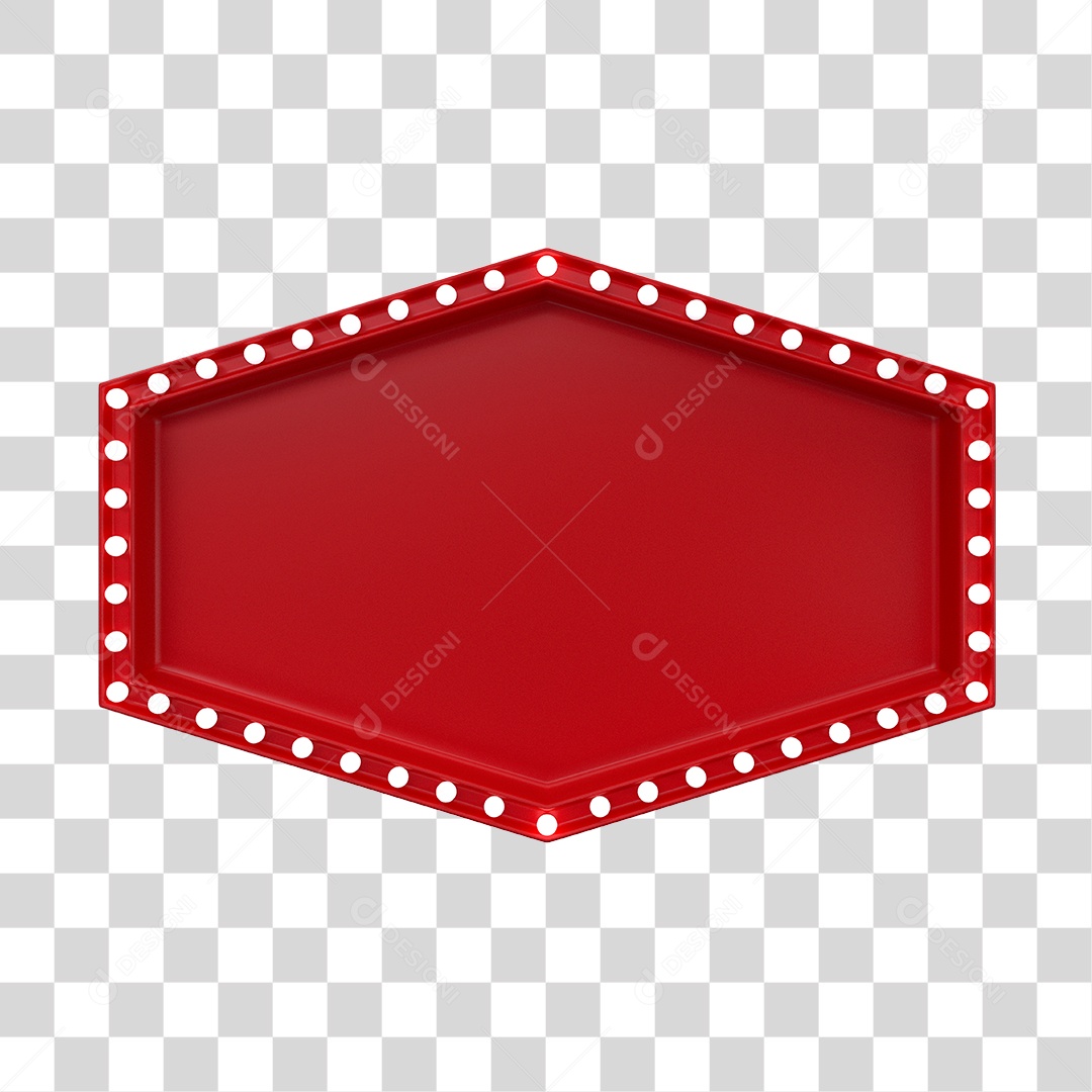 Placa Vermelha Com Luzes Elemento 3D PNG Transparente