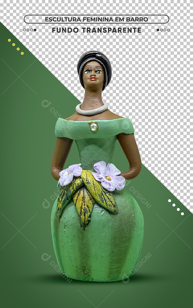 Escultura Feminina em Barro da cultura brasileira Elemento 3D PSD