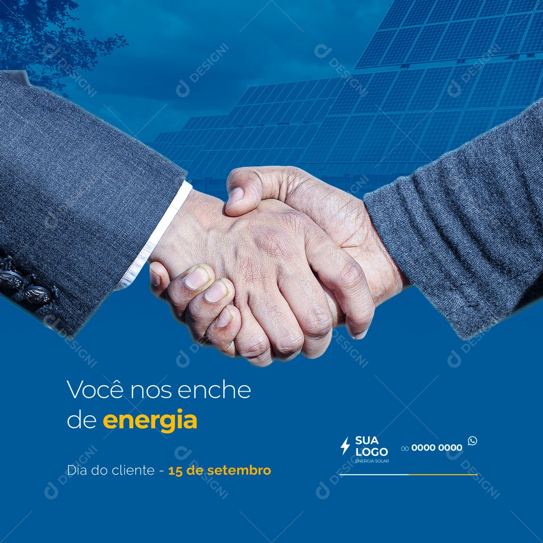 Você nos Enche de Energia Feliz Dia do Cliente 15 de Setembro Social Media PSD Editável