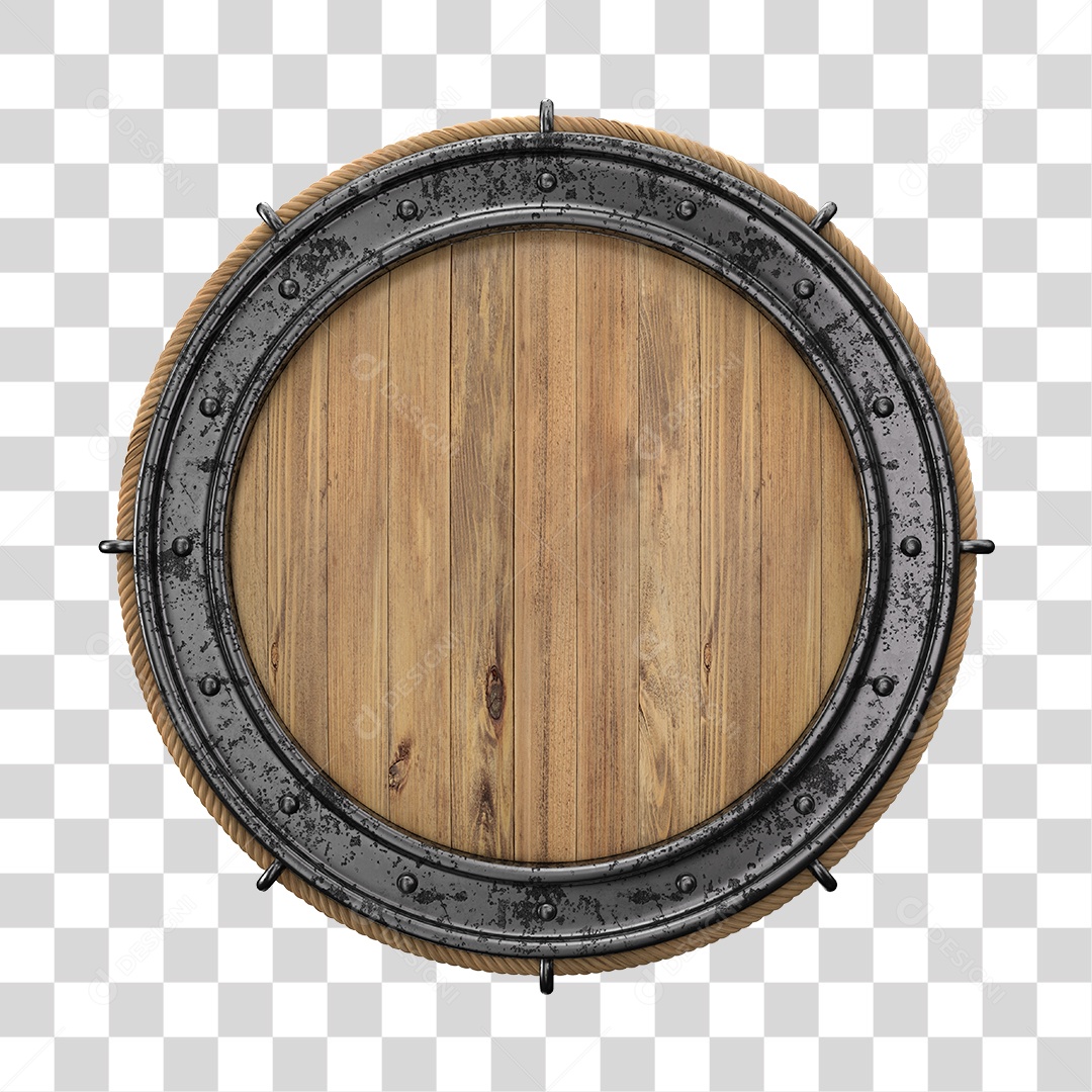 Placa de Madeira Redonda Elemento 3D PNG Transparente