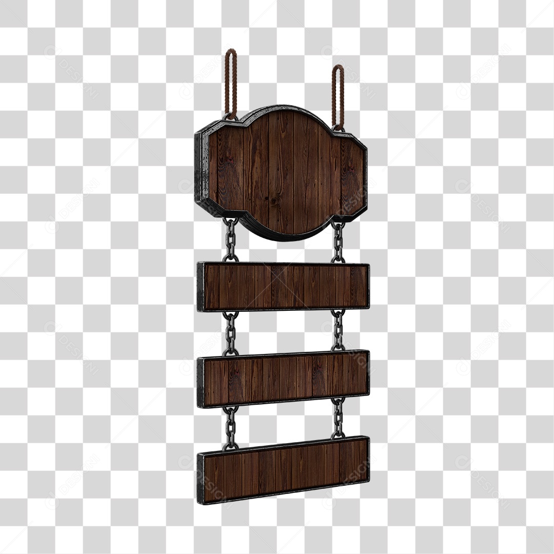 Placa de Madeira Para Composição de Texto Elemento 3D PNG Transparente