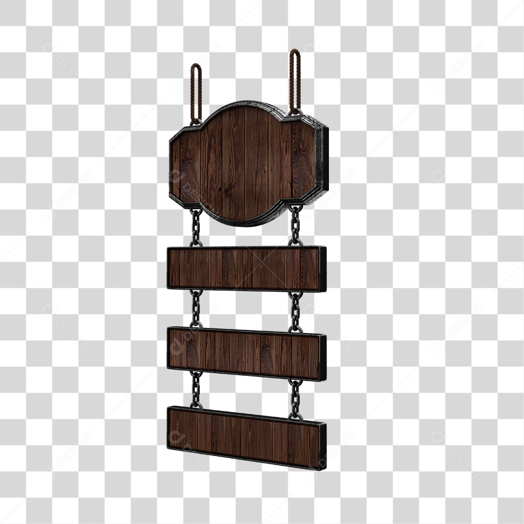 Placa de Madeira Para Composição de Texto Elemento 3D PNG Transparente