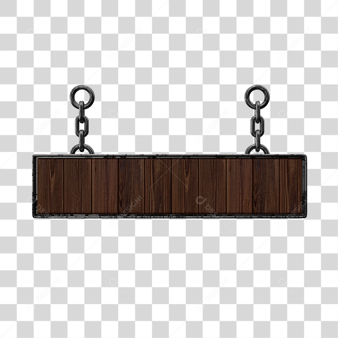 Placa de Madeira Marrom Com Correntes Elemento 3D Para Composição de Texto PNG