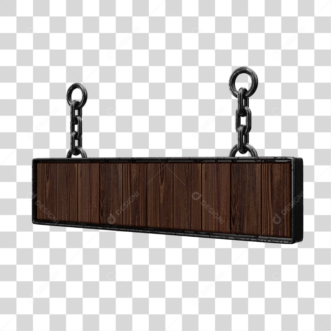 Placa de Madeira Marrom Com Correntes Elemento 3D Para Composição de Texto PNG