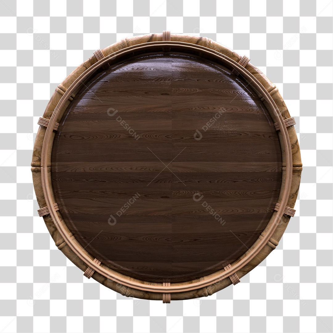 Moldura de Madeira Circular Elemento 3D PNG