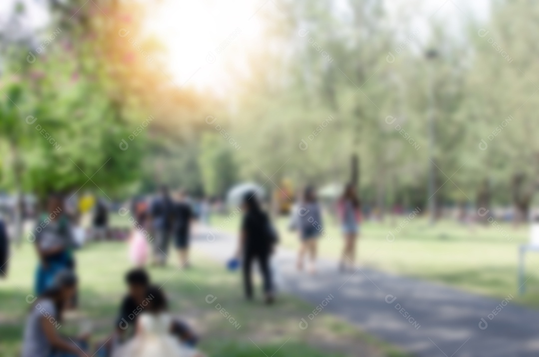 Blurred background of green park in summer.