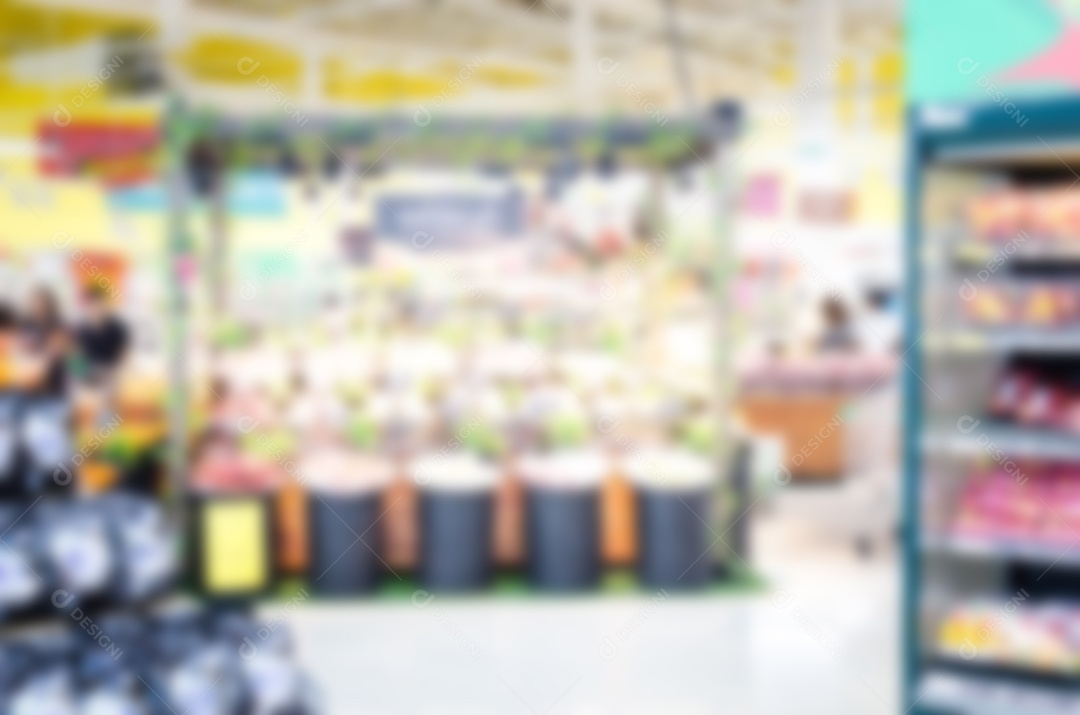 Borrão abstrato no supermercado para plano de fundo.