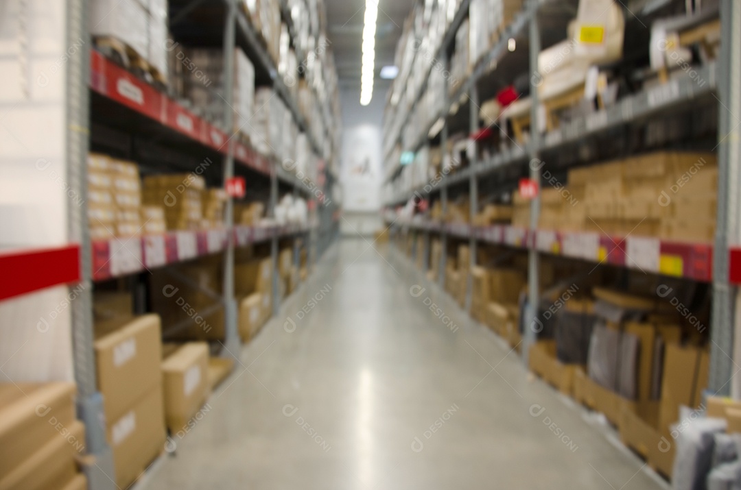 Caixas de logística de armazém de armazenamento desfocadas abstratas.