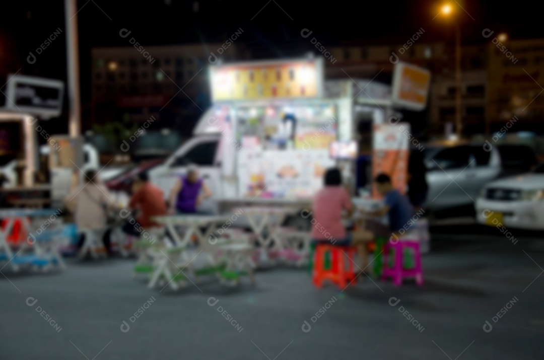 Imagem de fundo desfocada abstrata Food Truck. Tom vintage