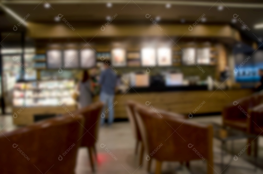 Desfoque o interior de uma cafeteria vintage. Use uma imagem de fundo do produto.
