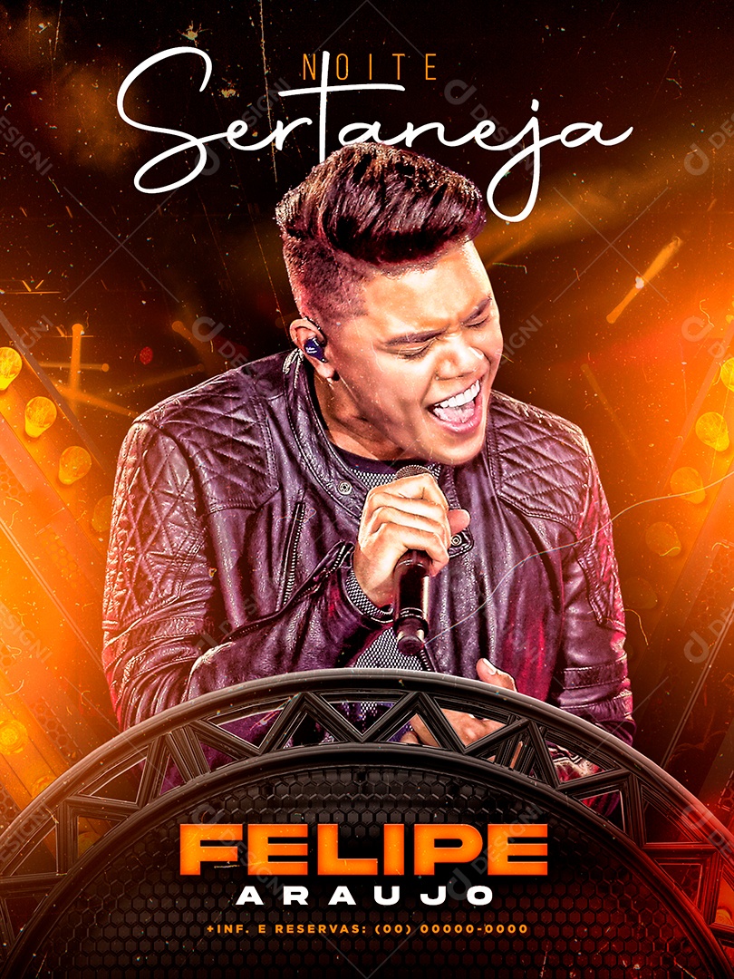 Noite Sertaneja Felipe Araújo Flyer Social Media PSD Editável