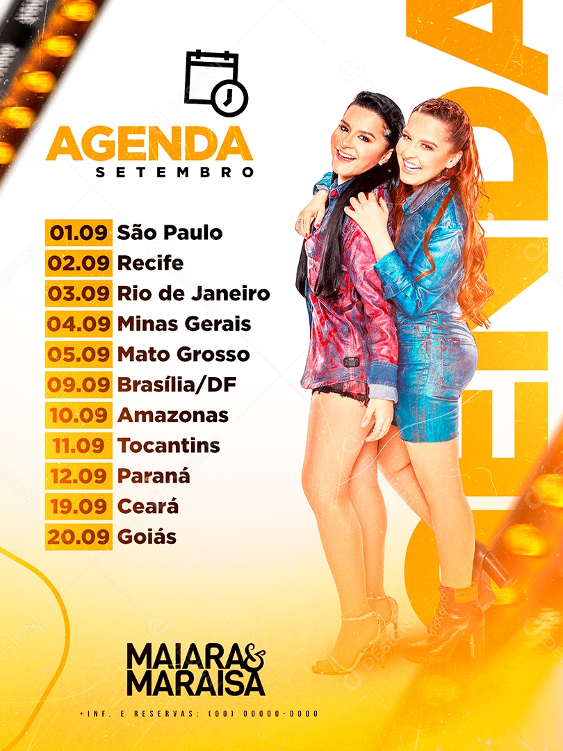 Agenda de Setembro Maiara e Maraisa Flyer Social Media PSD Editável