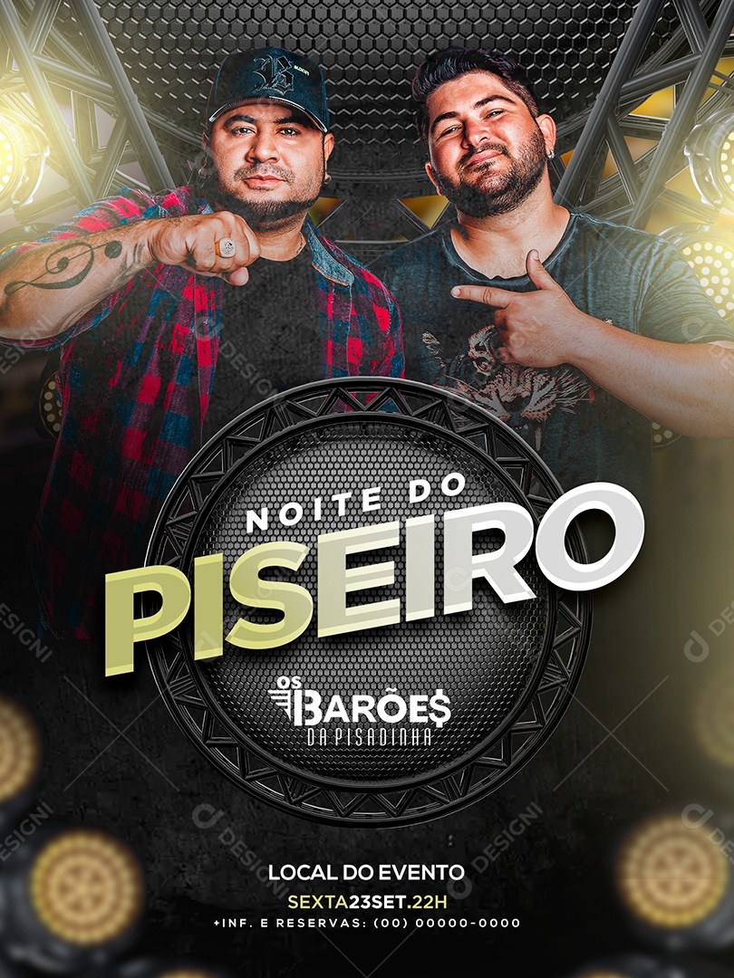 Noite do Piseiro Barões da Pisadinha Flyer Social Media PSD Editável