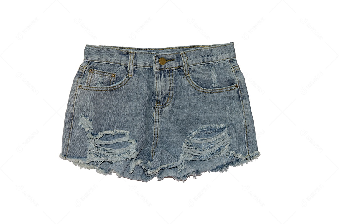 Shorts jeans isolado no fundo branco.
