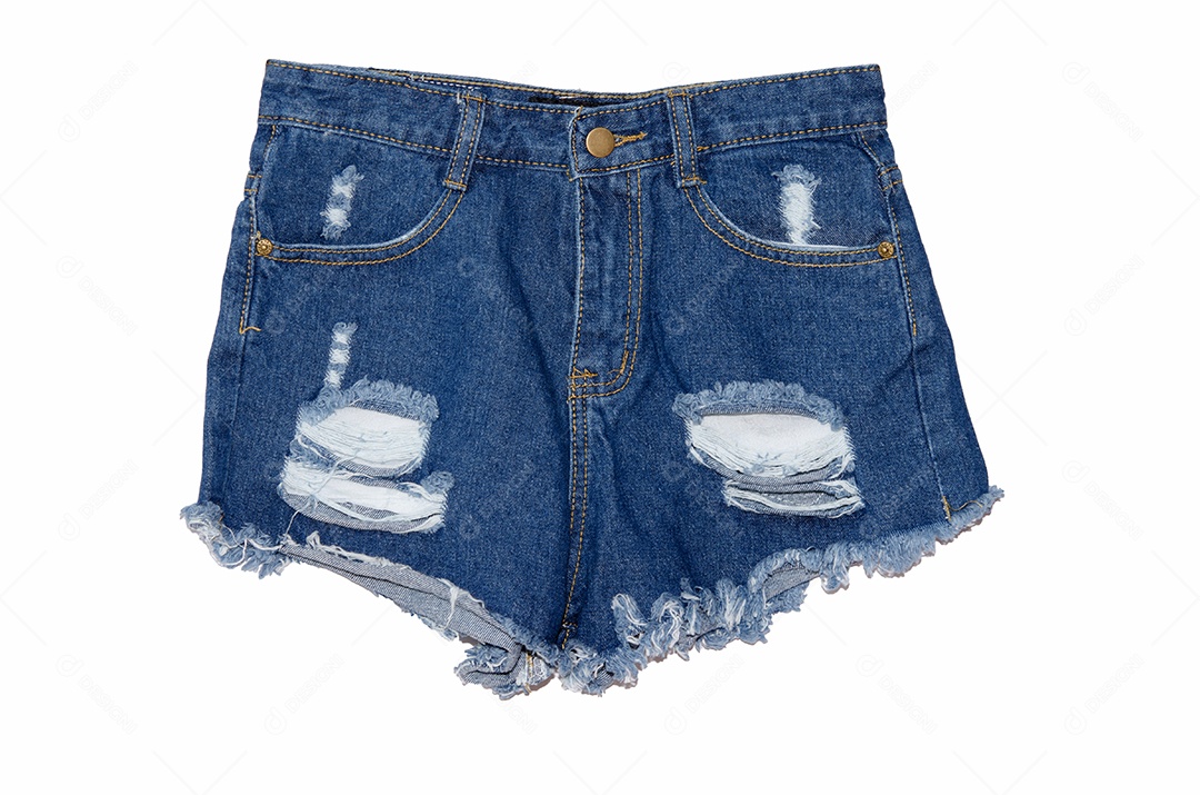 Shorts jeans isolado no fundo branco.