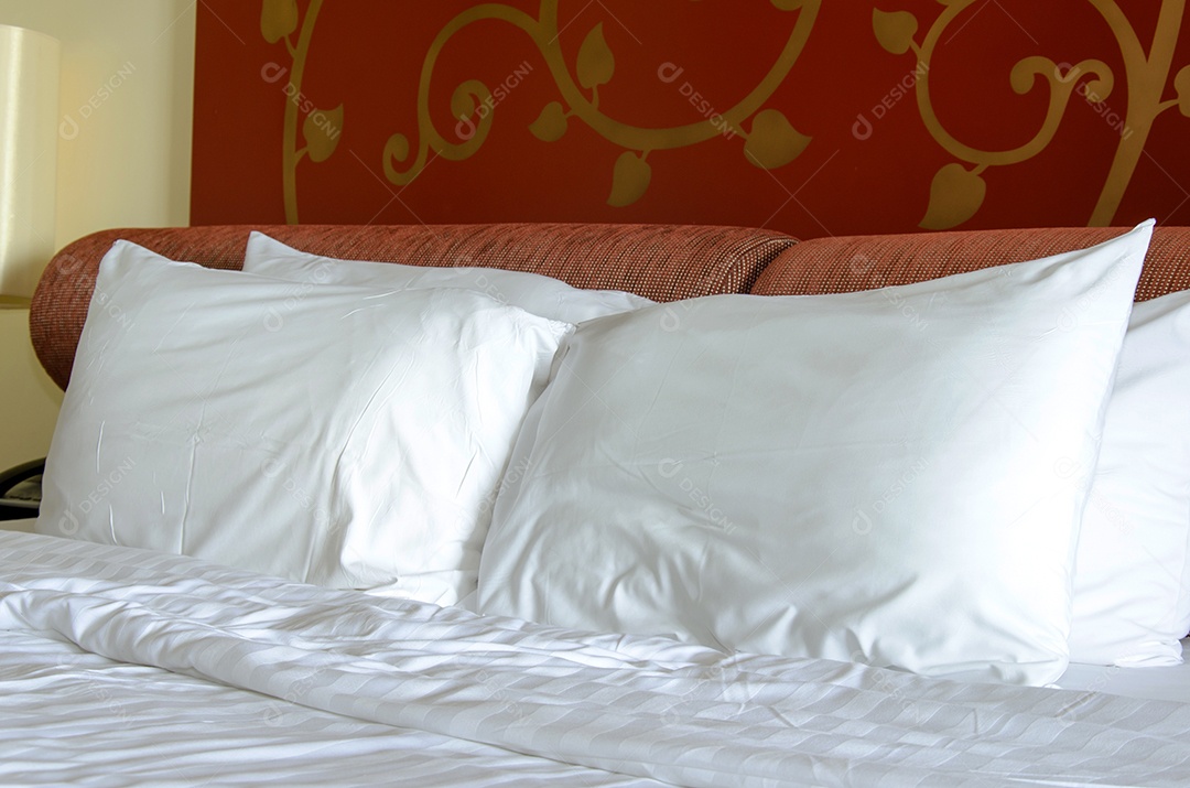 Pillows on the bed in the bedroom.