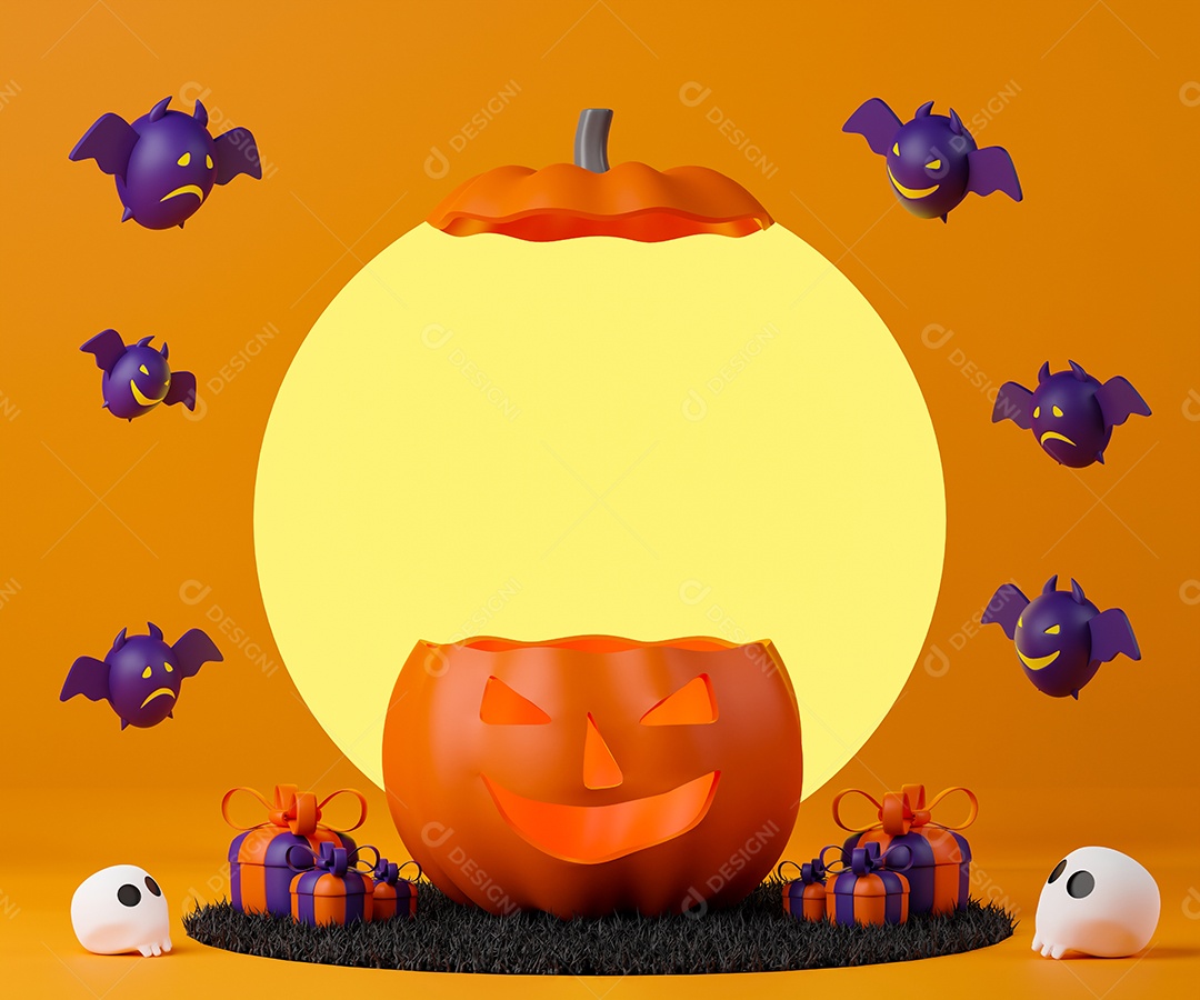 Renderização 3D Moldura conceito Halloween